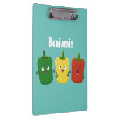 Cute bell pepper capsicum trio zingende cartoon klembord (Rechts)