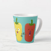 Cute bell pepper capsicum trio zingende cartoon latte mok (Rechterhoek)