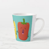 Cute bell pepper capsicum trio zingende cartoon latte mok (Rechts)