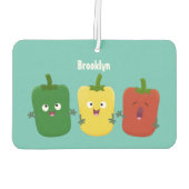 Cute bell pepper capsicum trio zingende cartoon luchtverfrisser (Achterkant)
