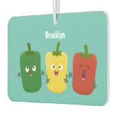 Cute bell pepper capsicum trio zingende cartoon luchtverfrisser (Links)