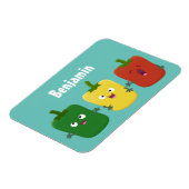 Cute bell pepper capsicum trio zingende cartoon magneet (Linkerzijde)