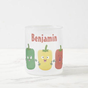 Cute bell pepper capsicum trio zingende cartoon matglas koffiemok