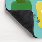 Cute bell pepper capsicum trio zingende cartoon muismat (Hoek)