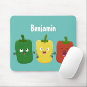 Cute bell pepper capsicum trio zingende cartoon muismat (Met muis)