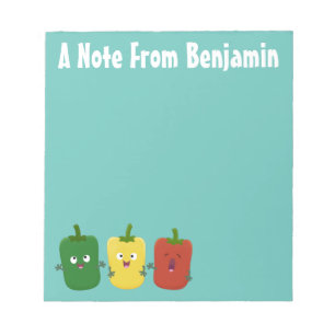 Cute bell pepper capsicum trio zingende cartoon notitieblok