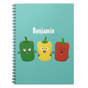 Cute bell pepper capsicum trio zingende cartoon notitieboek