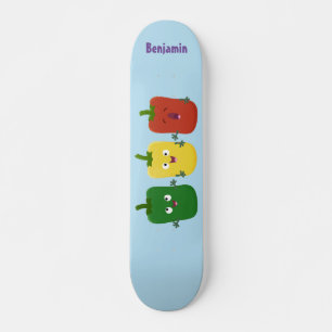 Cute bell pepper capsicum trio zingende cartoon persoonlijk skateboard