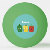 Cute bell pepper capsicum trio zingende cartoon pingpongbal (Achterkant)