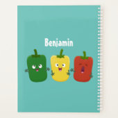 Cute bell pepper capsicum trio zingende cartoon planner (Achterkant)