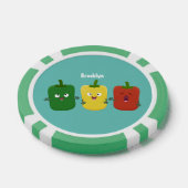 Cute bell pepper capsicum trio zingende cartoon poker chips (Enkel)