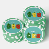 Cute bell pepper capsicum trio zingende cartoon poker chips (Opstapeling)