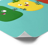 Cute bell pepper capsicum trio zingende cartoon poster (Hoek)