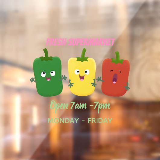 Cute bell pepper capsicum trio zingende cartoon raamsticker (Vel 2)