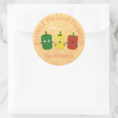 Cute bell pepper capsicum trio zingende cartoon ronde sticker (Tas)