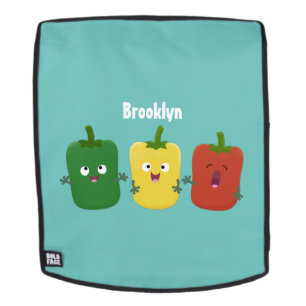 Cute bell pepper capsicum trio zingende cartoon rugtassen