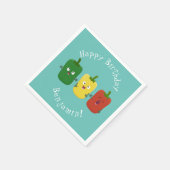 Cute bell pepper capsicum trio zingende cartoon servet (Hoek)