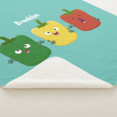 Cute bell pepper capsicum trio zingende cartoon sherpa deken (3/4)