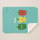 Cute bell pepper capsicum trio zingende cartoon sherpa deken (Voorkant (horizontaal))
