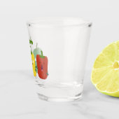 Cute bell pepper capsicum trio zingende cartoon shot glas (Rechts)