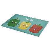 Cute bell pepper capsicum trio zingende cartoon snijplank (Hoek)