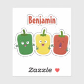 Cute bell pepper capsicum trio zingende cartoon sticker (Vel)