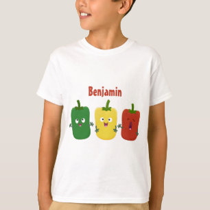 Cute bell pepper capsicum trio zingende cartoon t-shirt