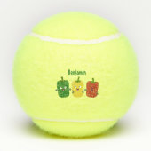 Cute bell pepper capsicum trio zingende cartoon tennisballen (Achterkant)
