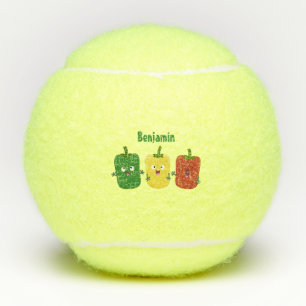 Cute bell pepper capsicum trio zingende cartoon tennisballen