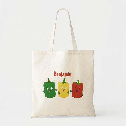 Cute bell pepper capsicum trio zingende cartoon tote bag (Voorkant)