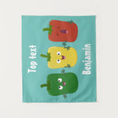 Cute bell pepper capsicum trio zingende cartoon wandkleed (Voorkant)