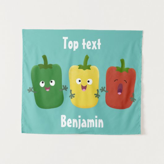 Cute bell pepper capsicum trio zingende cartoon wandkleed (Voorkant (horizontaal))