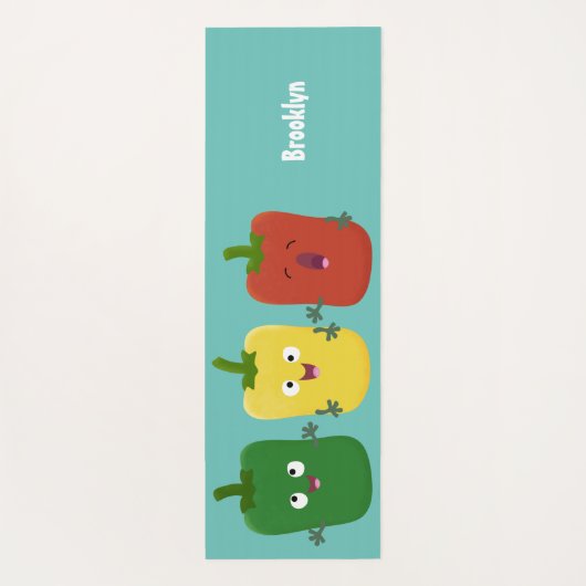 Cute bell pepper capsicum trio zingende cartoon yogamat (Achterkant)