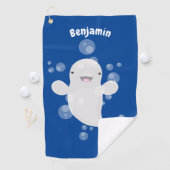 Cute beloega walvis bubbels cartoon illustratie golfhanddoek (Insitu)