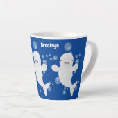 Cute beloega walvis bubbels cartoon illustratie latte mok (Rechterhoek)