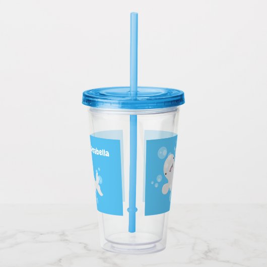 Cute beluga whale belbles cartoon afbeelding acryl drinkbeker (Rechts)