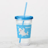 Cute beluga whale belbles cartoon afbeelding acryl drinkbeker (Achterkant)