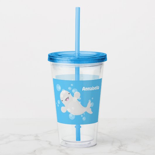 Cute beluga whale belbles cartoon afbeelding acryl drinkbeker (Voorkant)