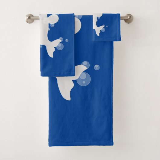 Cute beluga whale belbles cartoon afbeelding bad handdoek (Insitu)