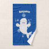 Cute beluga whale belbles cartoon afbeelding bad handdoek (Handdoek)