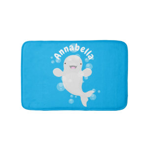 Cute beluga whale belbles cartoon afbeelding badmat