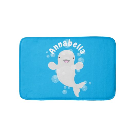 Cute beluga whale belbles cartoon afbeelding badmat (Voorkant)