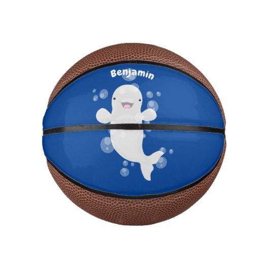 Cute beluga whale belbles cartoon afbeelding basketbal (Voorkant)