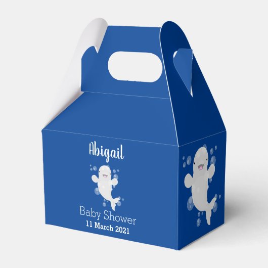 Cute beluga whale belbles cartoon afbeelding bedankdoosjes (Voorkant Zijde)