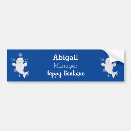 Cute beluga whale belbles cartoon afbeelding bumpersticker (Voorkant)