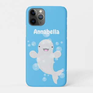 Cute beluga whale belbles cartoon afbeelding Case-Mate iPhone case