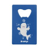 Cute beluga whale belbles cartoon afbeelding creditkaart flessenopener (Achterkant)