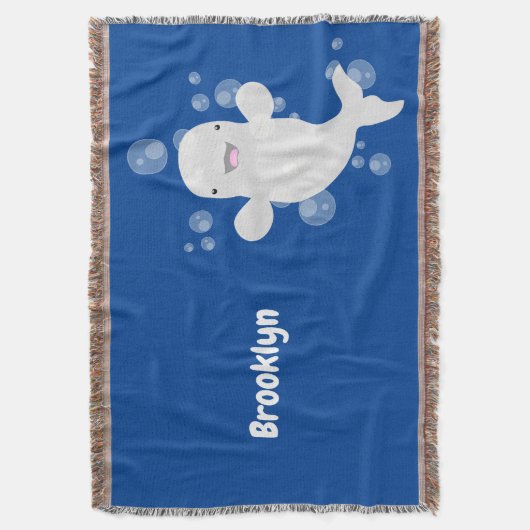 Cute beluga whale belbles cartoon afbeelding deken (Voorkant Verticaal)