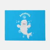 Cute beluga whale belbles cartoon afbeelding deurmat (Voorkant)