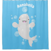 Cute beluga whale belbles cartoon afbeelding douchegordijn (Voorkant)